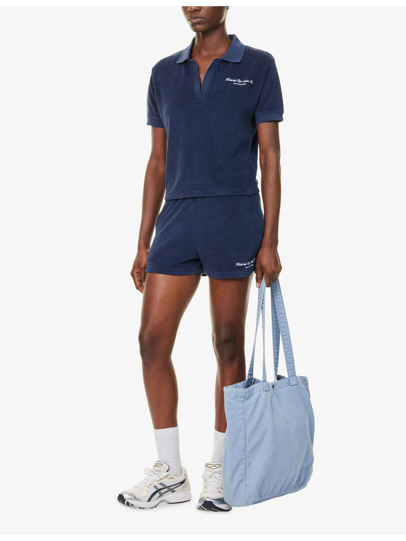 Sporty & Rich Eden Script Terry-Cotton Shorts outlook