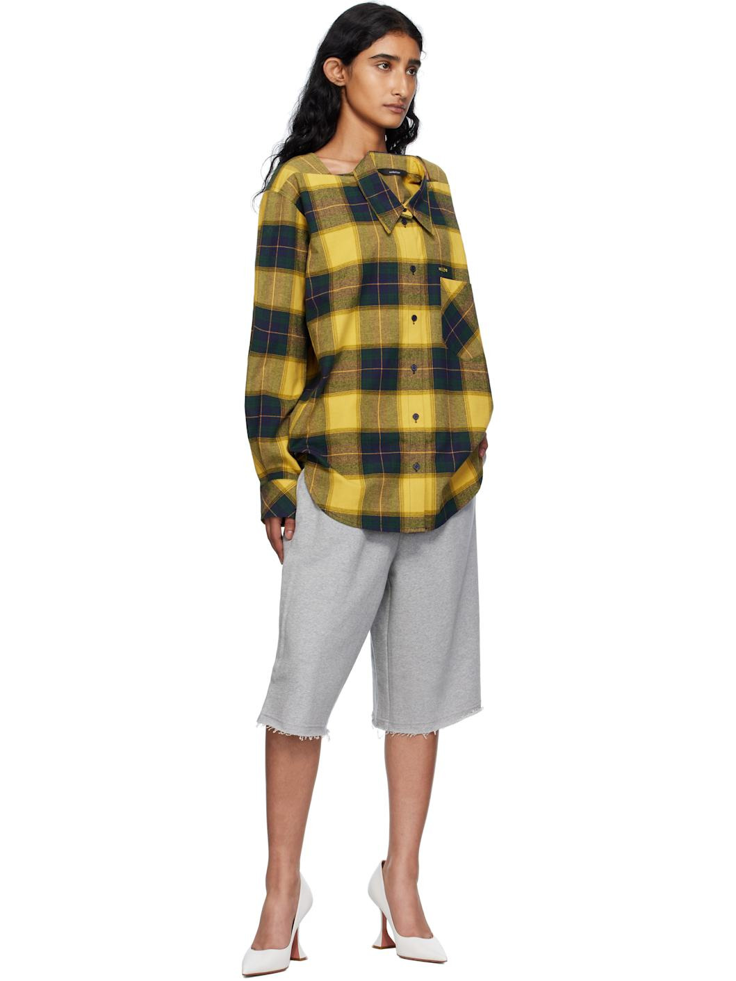 Yellow Check Movable Collar Shirt - 5