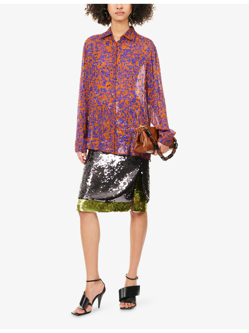 Dries Van Noten Embellished Printed Woven Shirt outlook