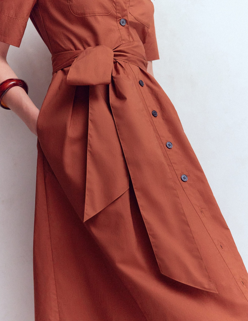 Zoe Short Sleeve Shirt Dress-Burnt Orange 3
