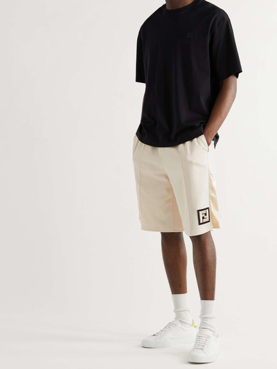 FENDI Wide-Leg Logo-Appliquéd Mesh-Panelled Tech-Jersey Shorts outlook