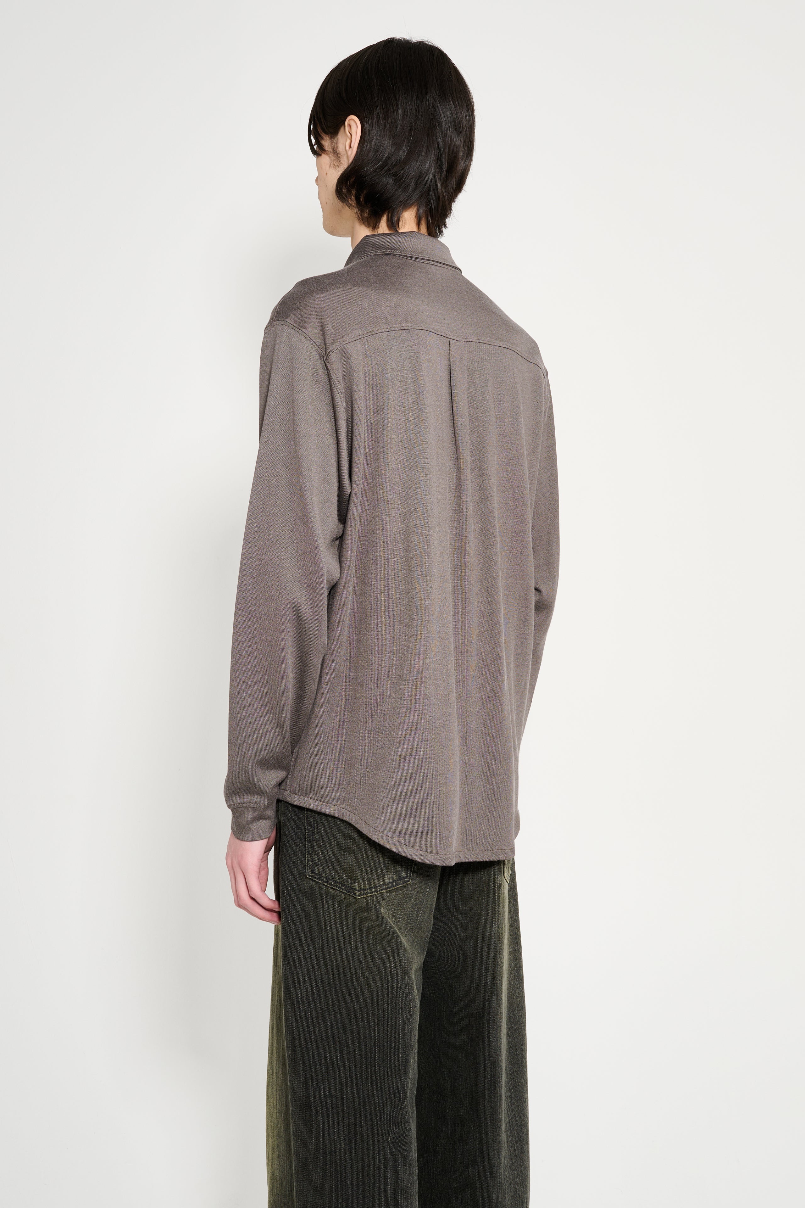 LADY WHITE CO. LS JERSEY BUTTON DOWN GREY OLIVE - 3