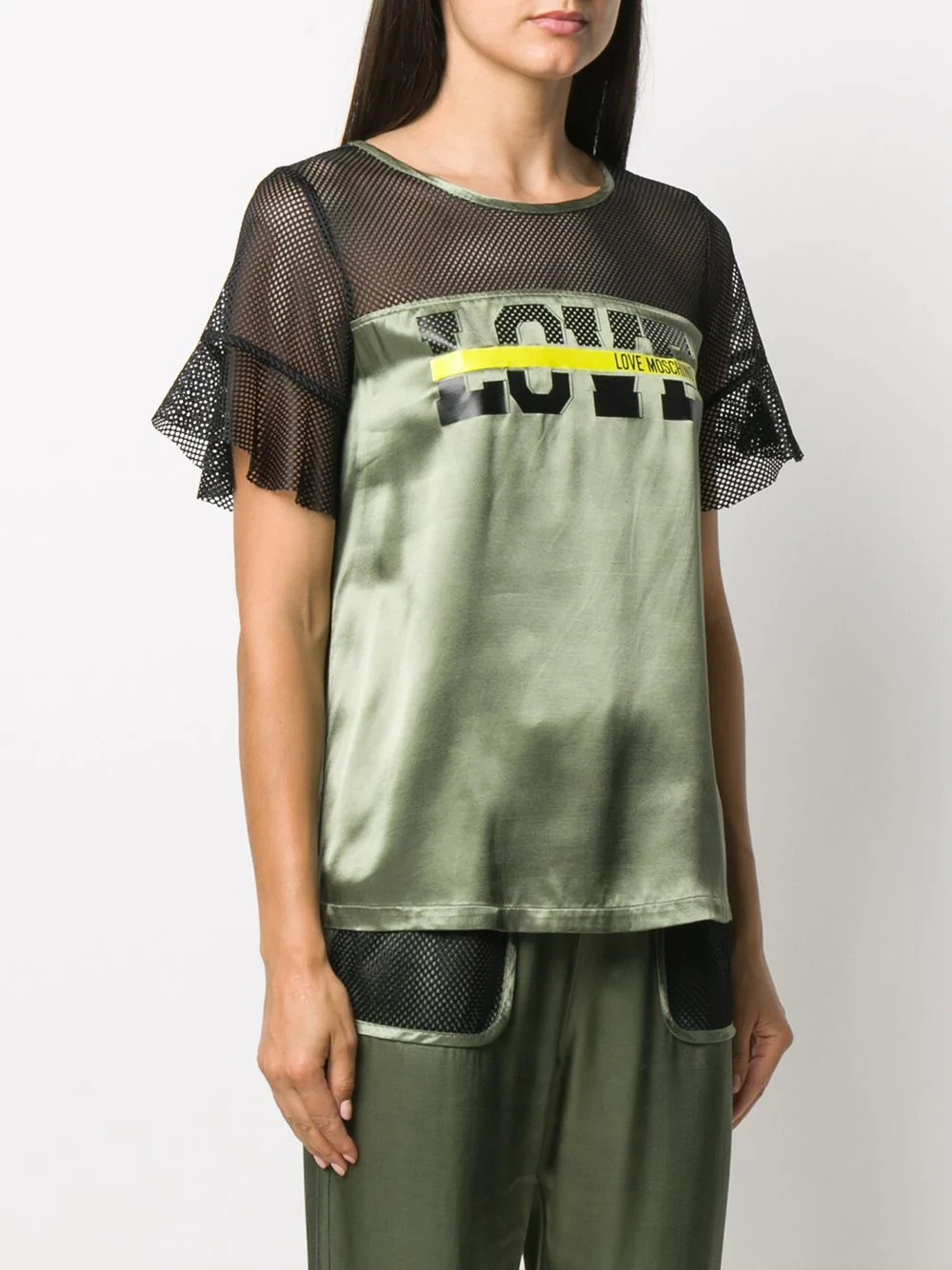 logo print mesh T-shirt - 3