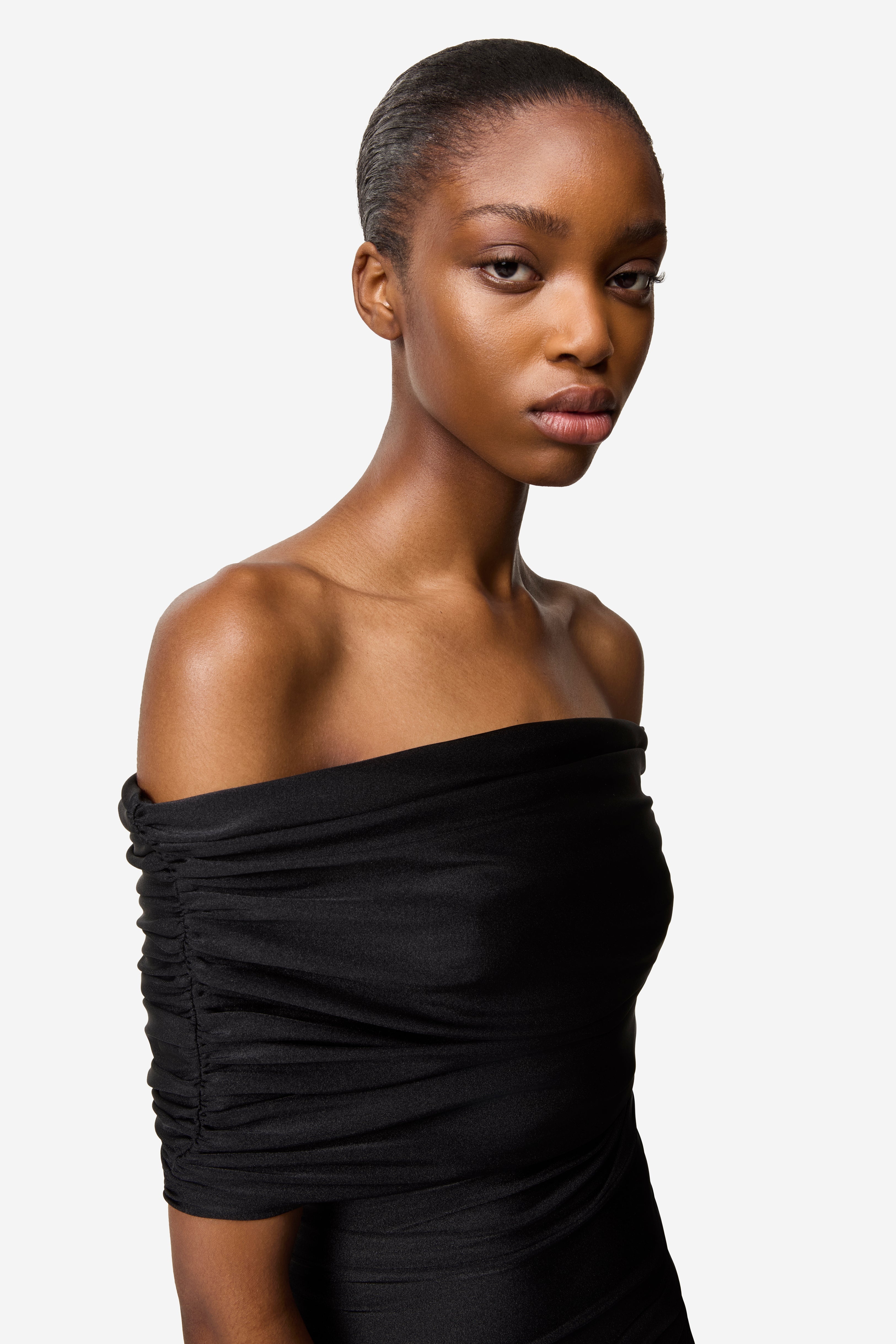 Pleated Off-Shoulder Dress - 2