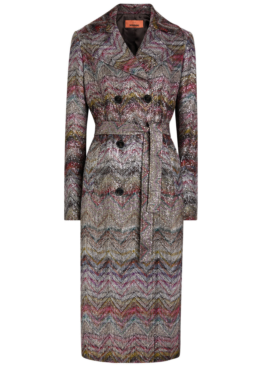 Missoni Embellished Zigzag-intarsia Trench Coat - 1