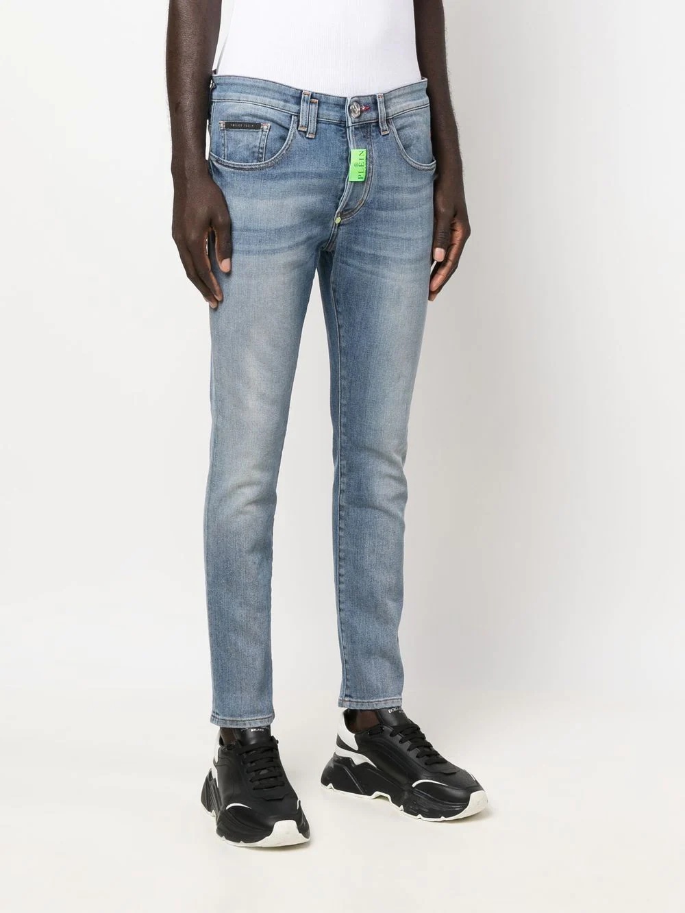 embroidered-logo skinny-cut jeans - 3