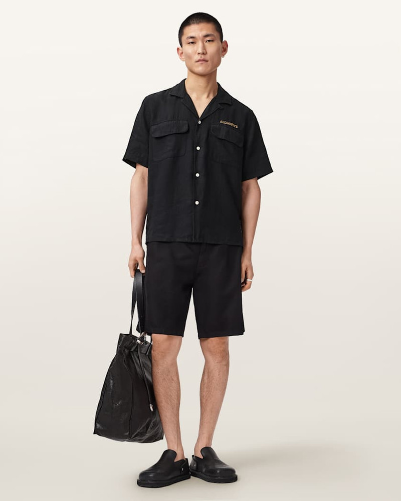 ALLSAINTS DUNLOE SHORT SLEEVE BOXY LINEN SHIRT outlook
