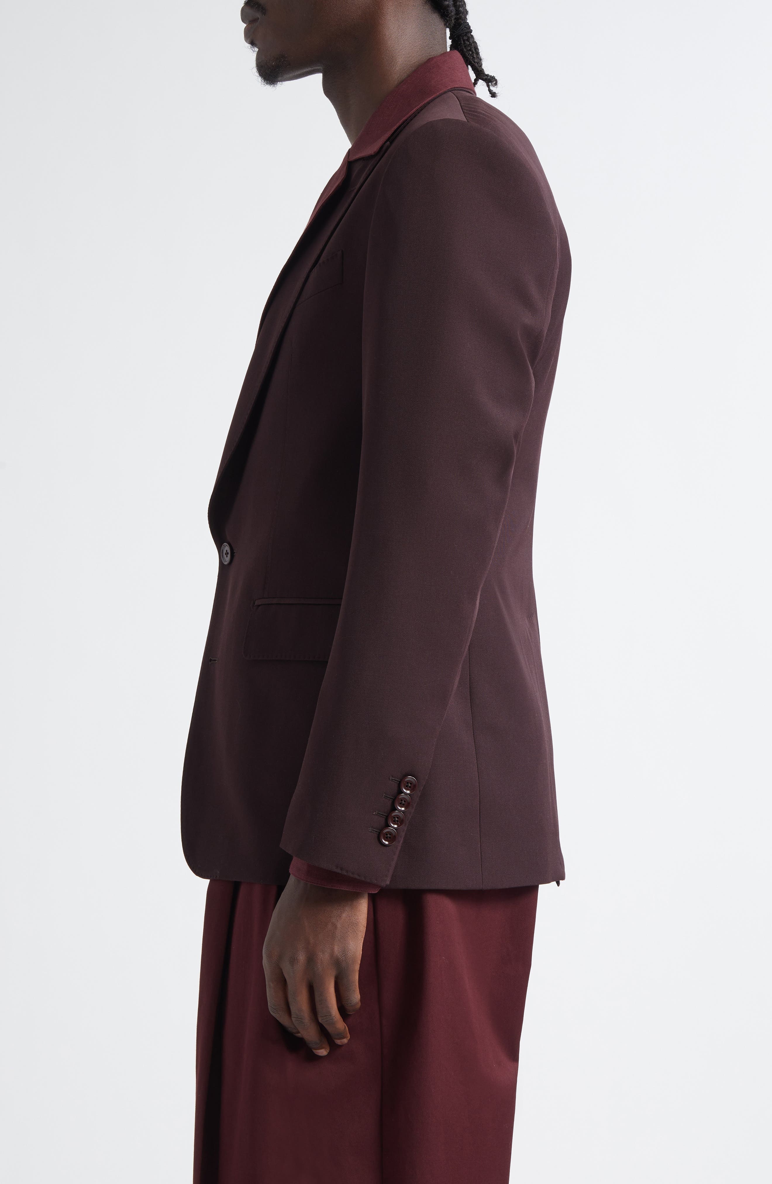 Dolce&Gabbana Single Breasted Wool Blazer in M5039 Brown Dark Violet at Nordstrom - 4