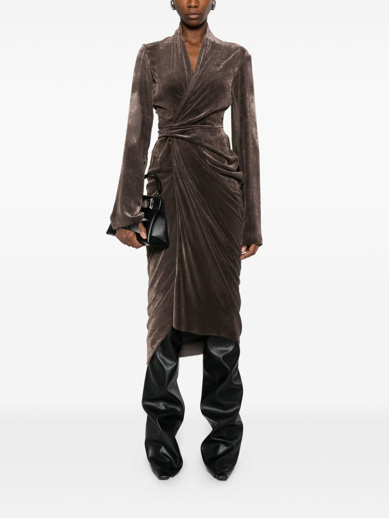Rick Owens draped wrap midi dress outlook