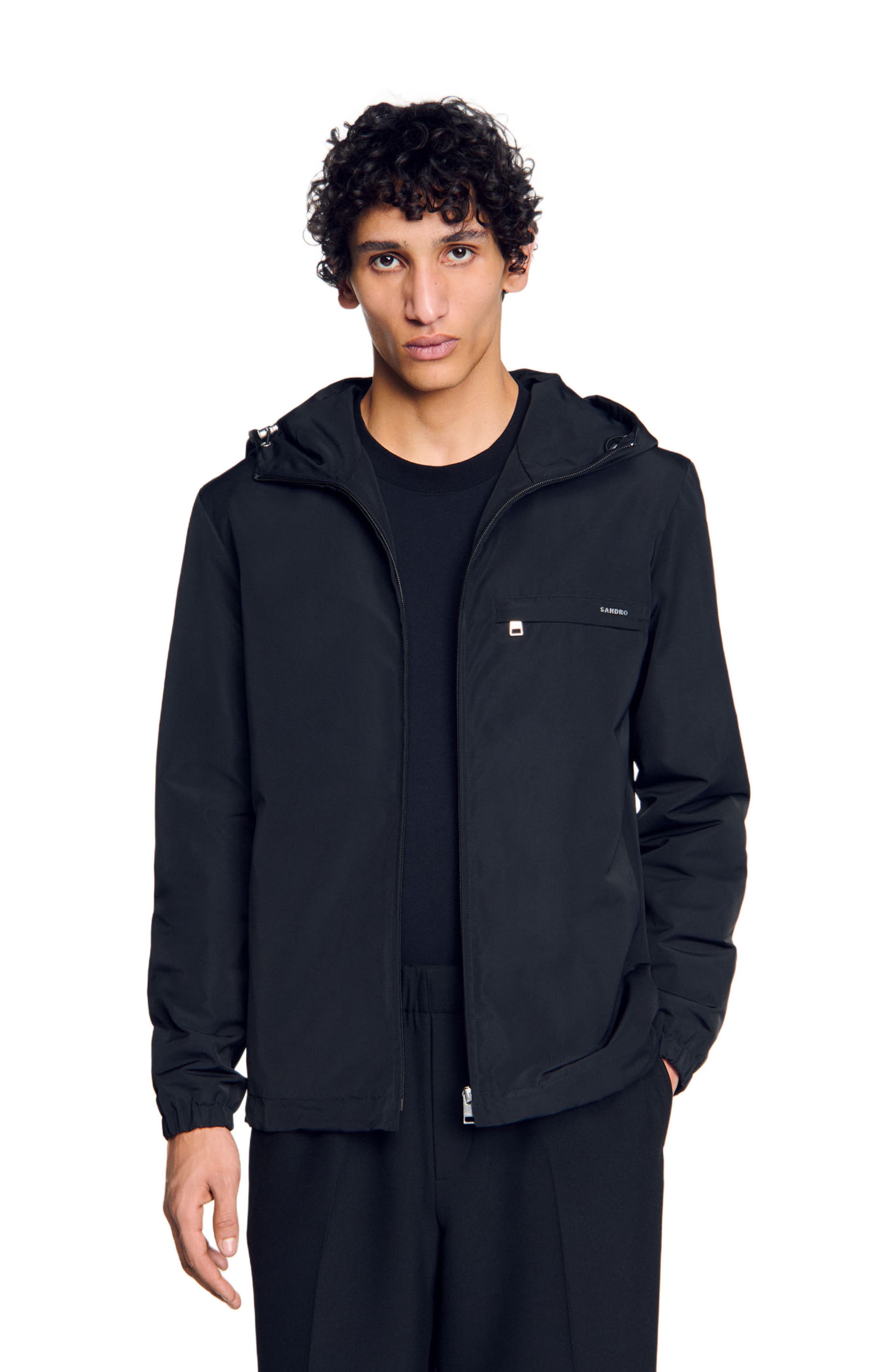 SANDRO Nylon windbreaker in Black at Nordstrom - 3