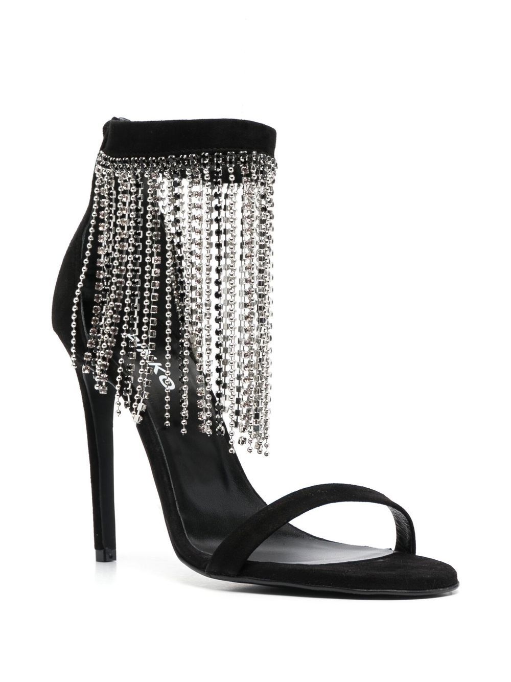 rhinestone-fringe suede sandals - 2