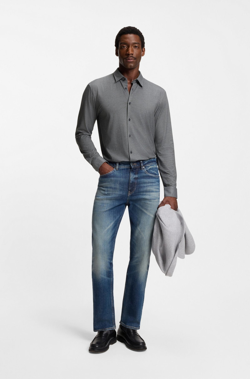 BOSS SLIM-FIT SHIRT IN PRINTED FLEX-WEAVE FABRIC outlook