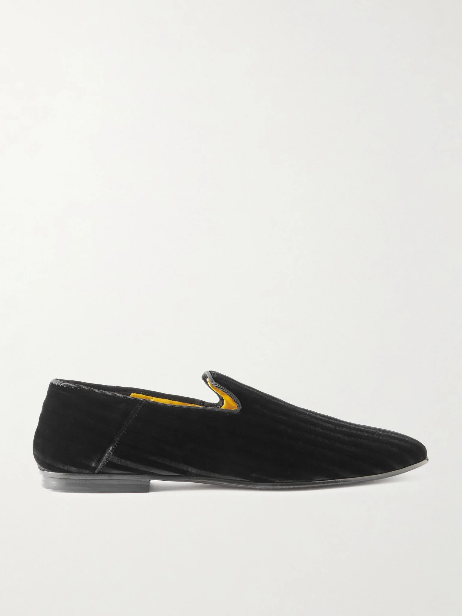Striped Velvet Slippers Black - 1