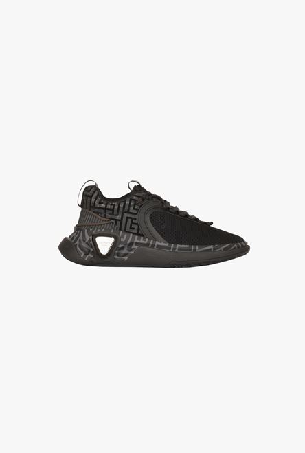 Black monogram suede and mesh B-Runner sneakers - 1