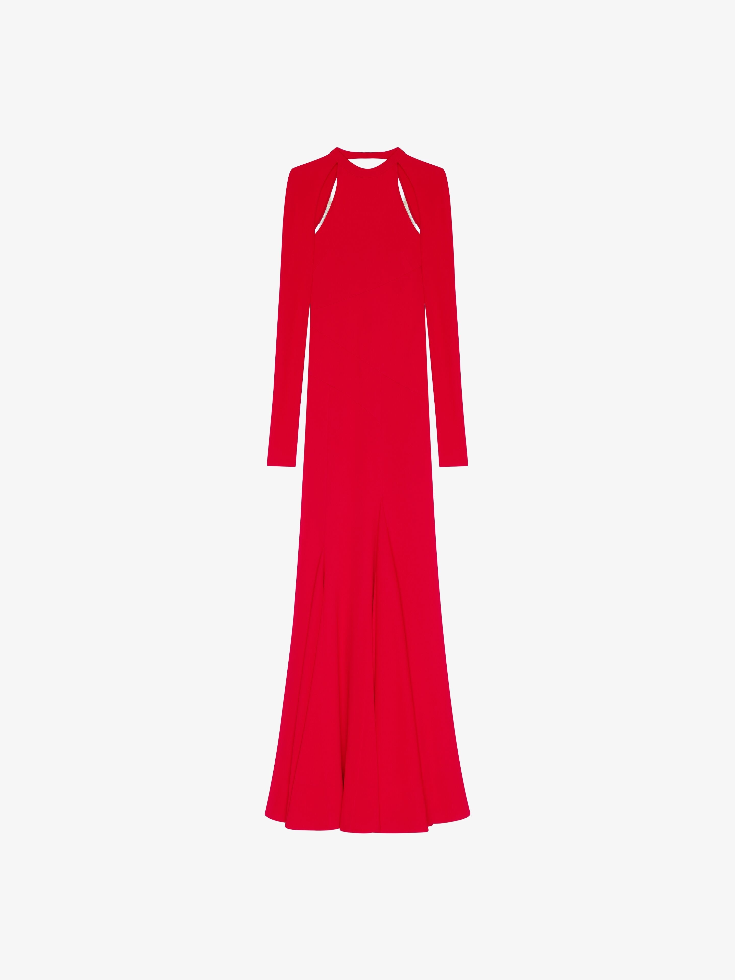 EVENING DRESS IN SABLE STRETCH WITH CHAINS - 1