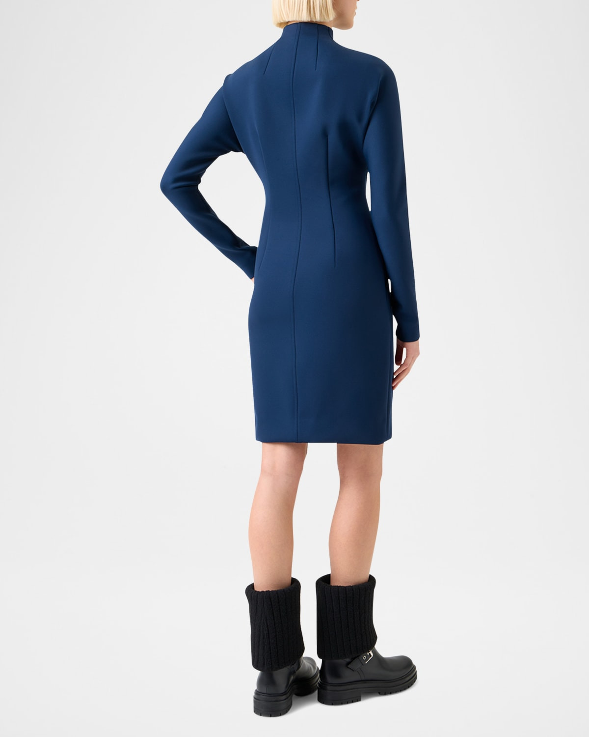 Techno Neoprene Long-Sleeve Zip-Front Dress - 3