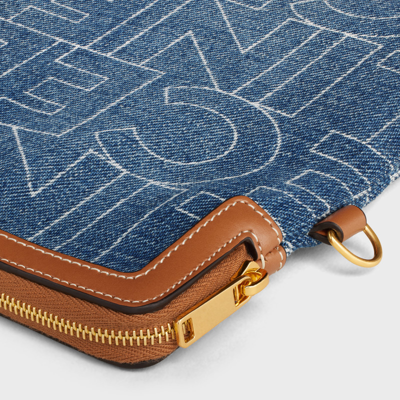 SMALL POUCH WITH STRAP in DENIM WITH CELINE ALL-OVER PRINT 5