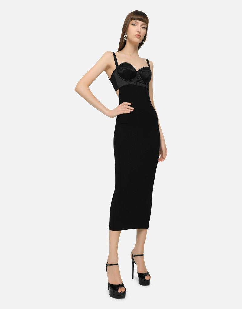 Jersey and satin calf-length dress 5