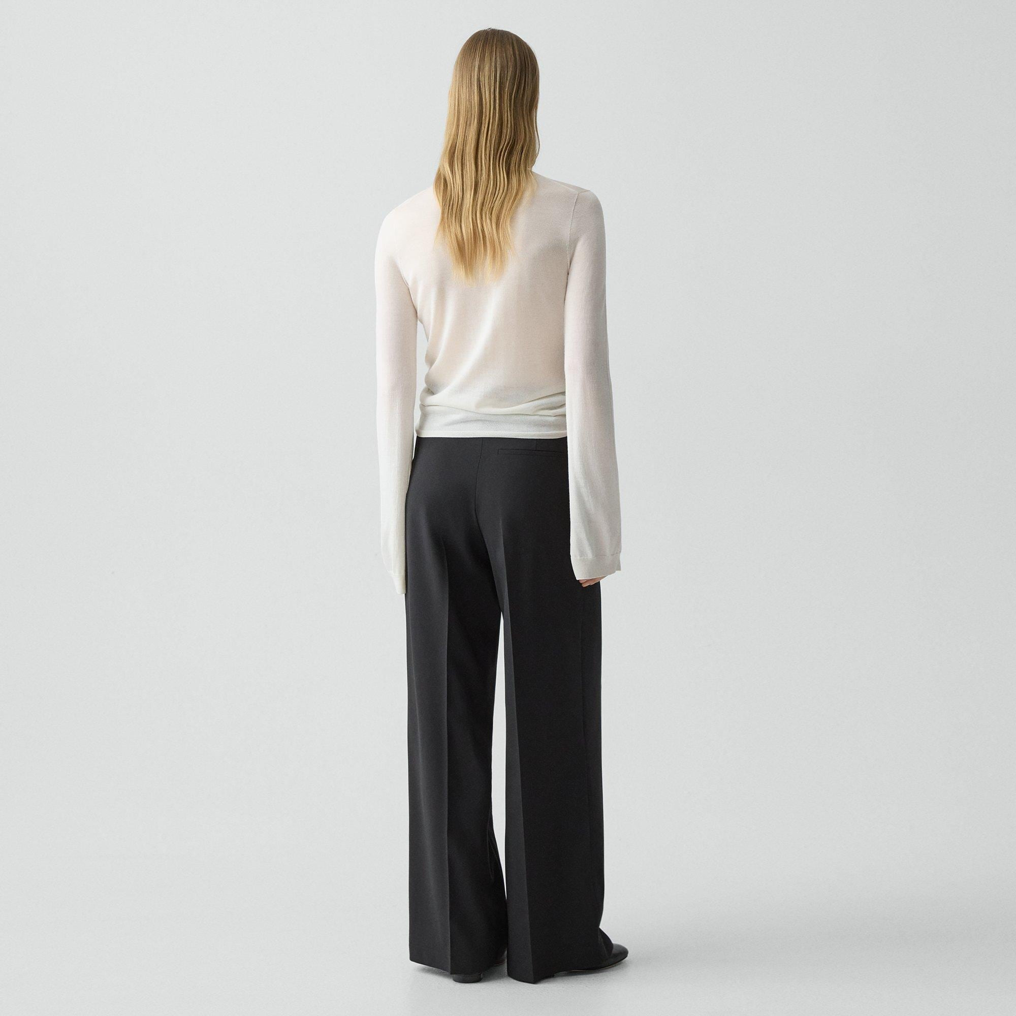 Pleated Wide-Leg Pant, 33'' in Good Wool - 4