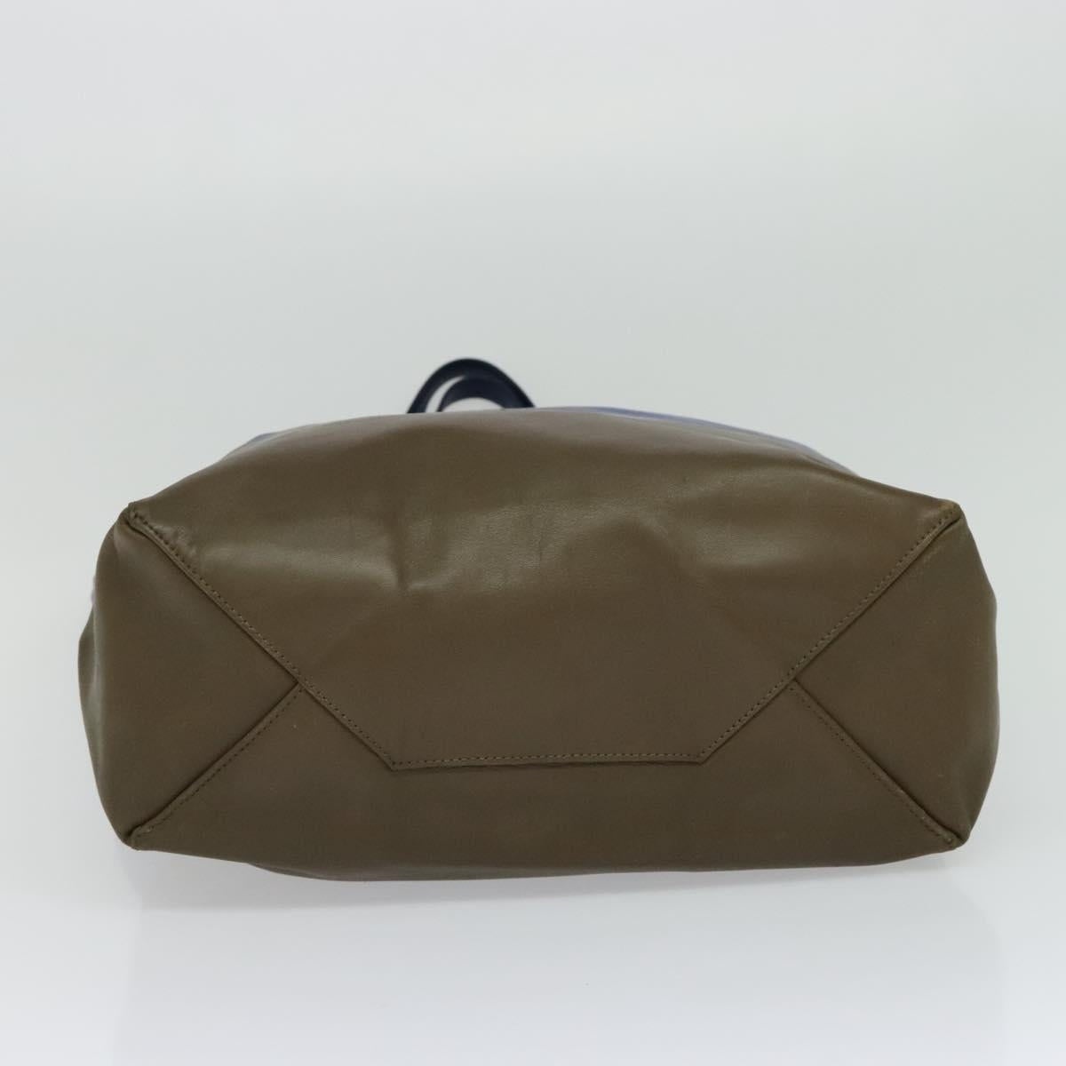 CELINE Vertical Cabas Hand Bag Leather Blue Brown - 9