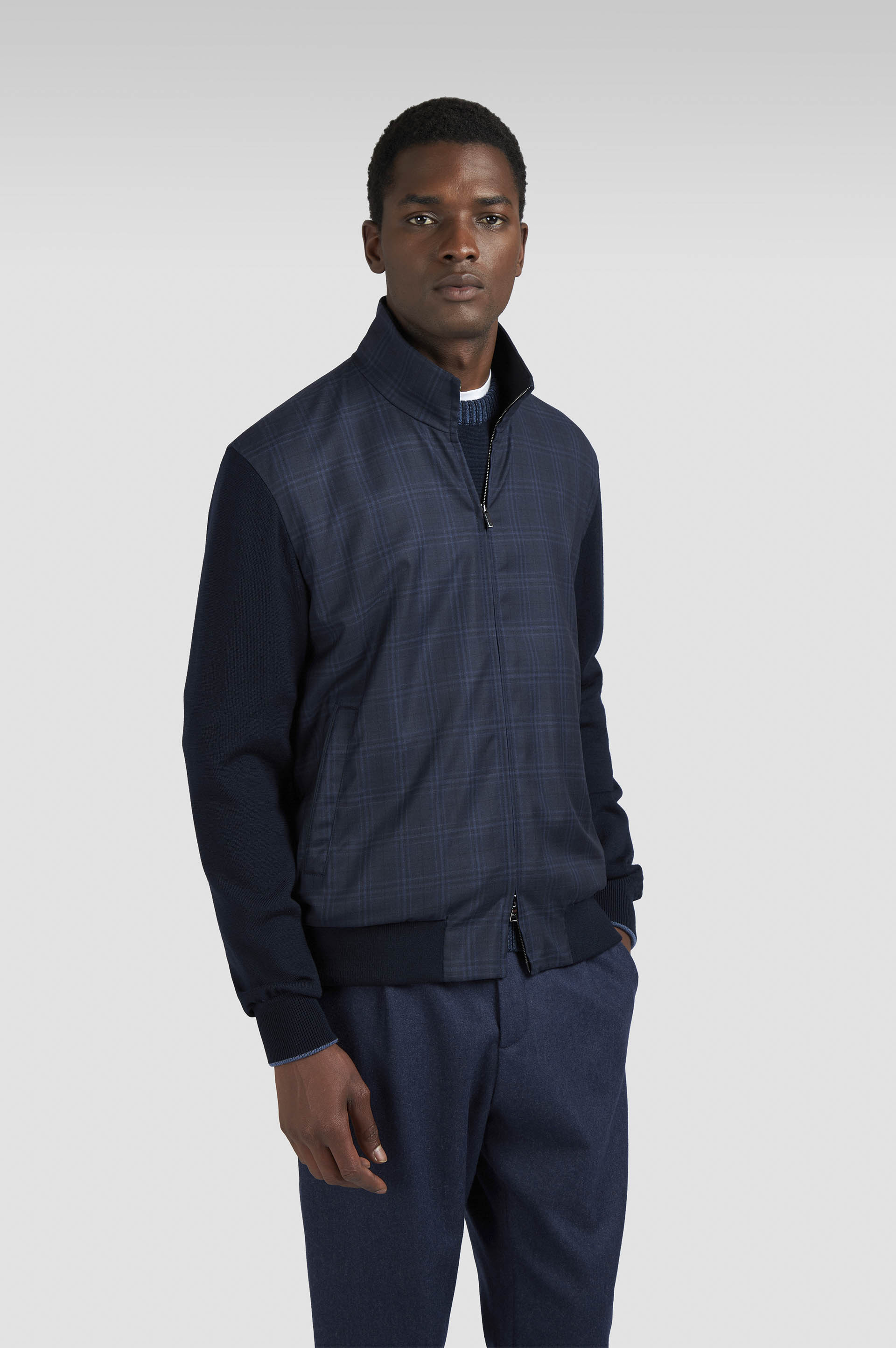 MERINO EXTRAFINE WOOL HYBRID ZIP-UP SWEATER - 7