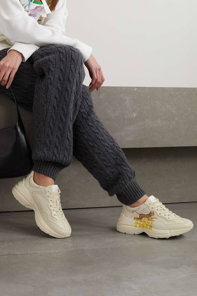 GUCCI Rhyton printed leather sneakers outlook