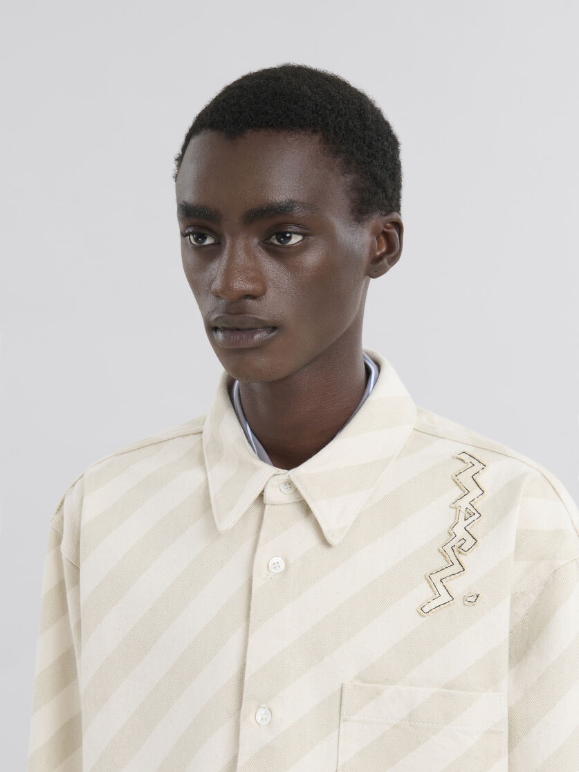 BOXY BEIGE DENIM SHIRT - 4