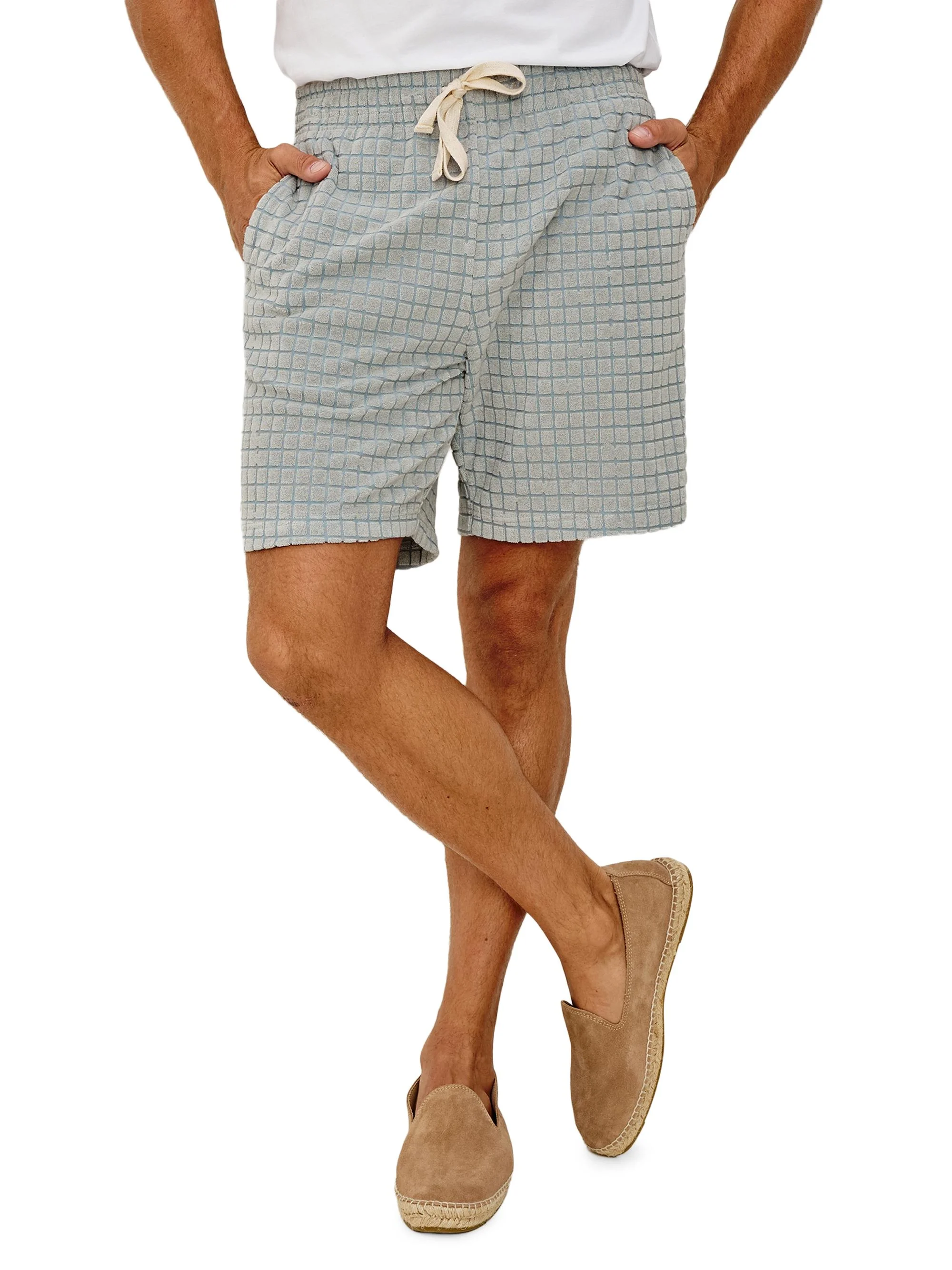 Men's Nova Drawstring Shorts - Silverline Blue Grid - 1