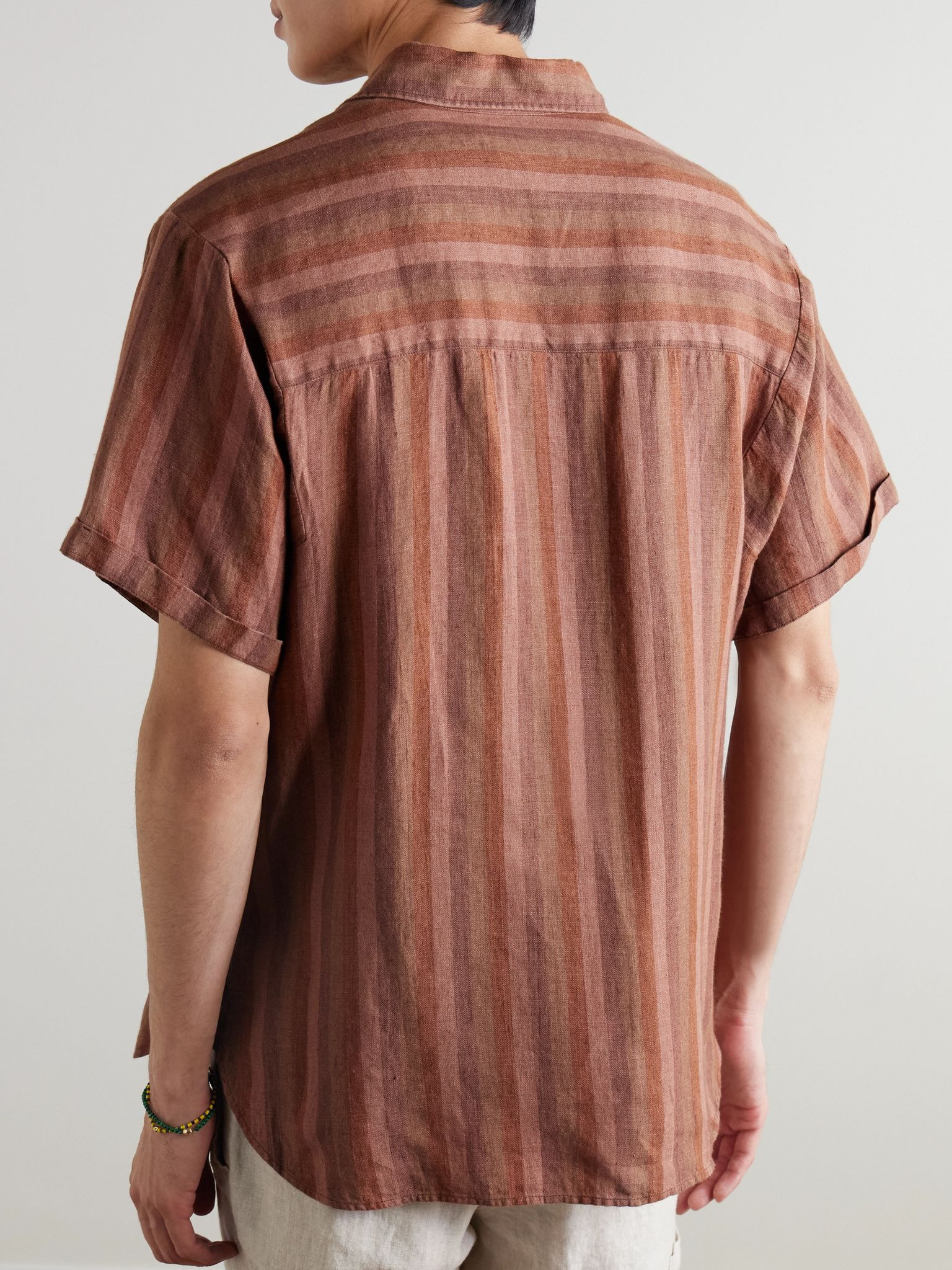 Garrison Striped Linen Shirt Brown - 3