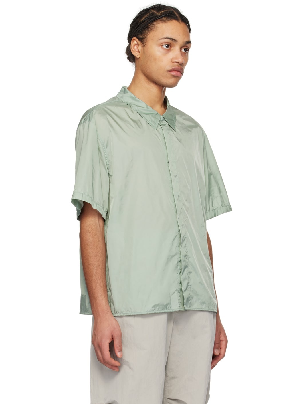Green Spread Collar Shirt - 2