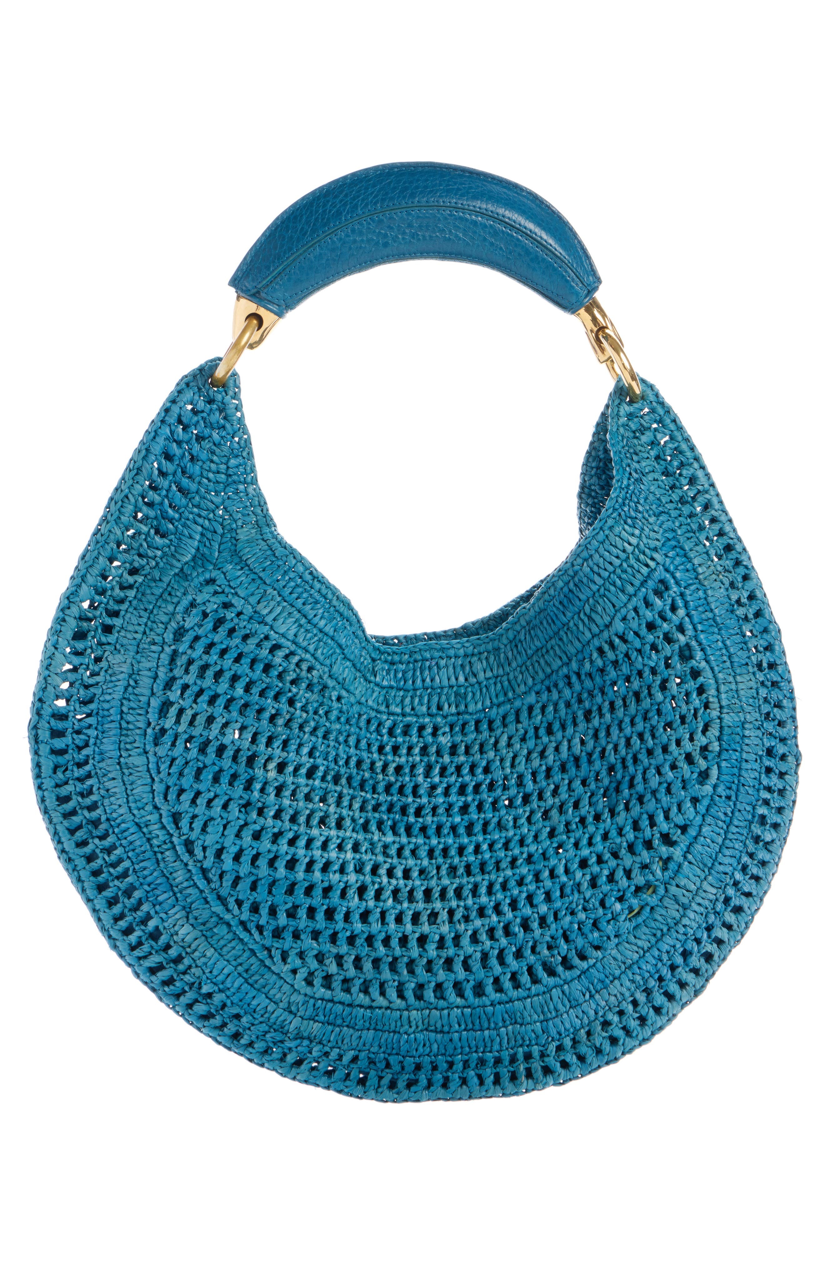 Chloé Summer Banana Crochet Raffia Hobo Bag in Stormy Sea at Nordstrom - 3