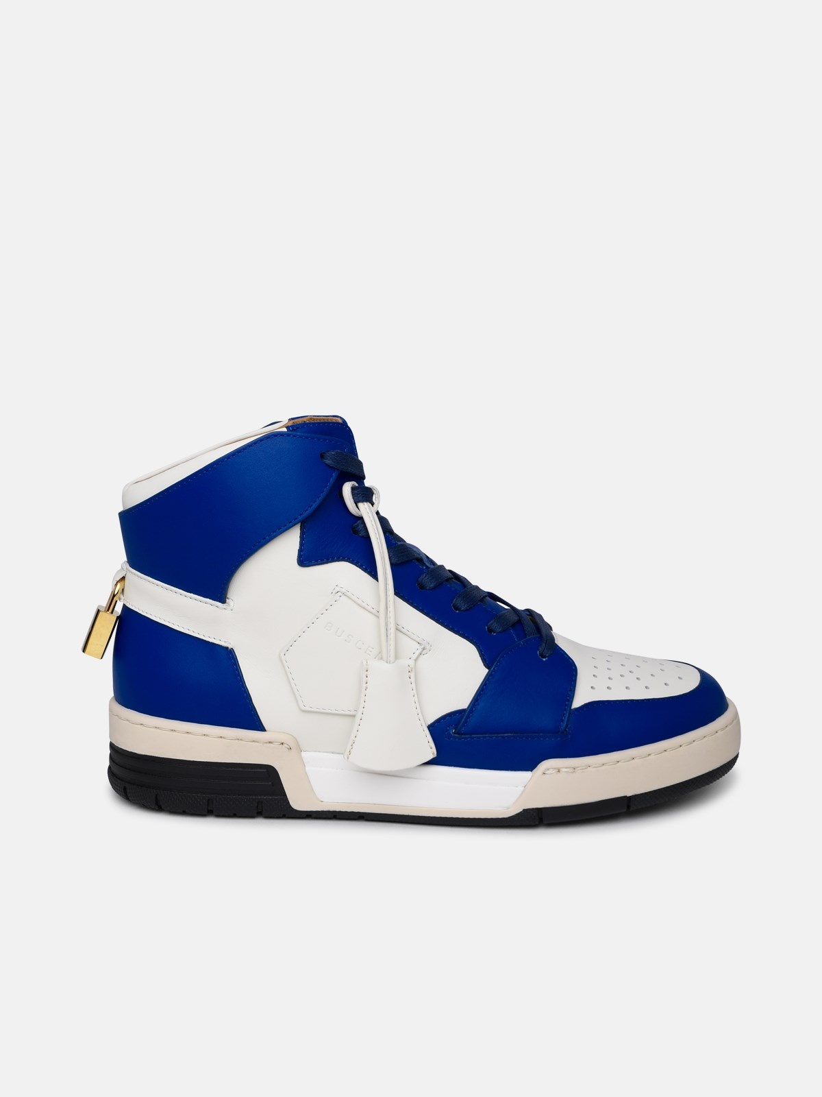 'AIR JON' WHITE AND BLUE LEATHER SNEAKERS - 1