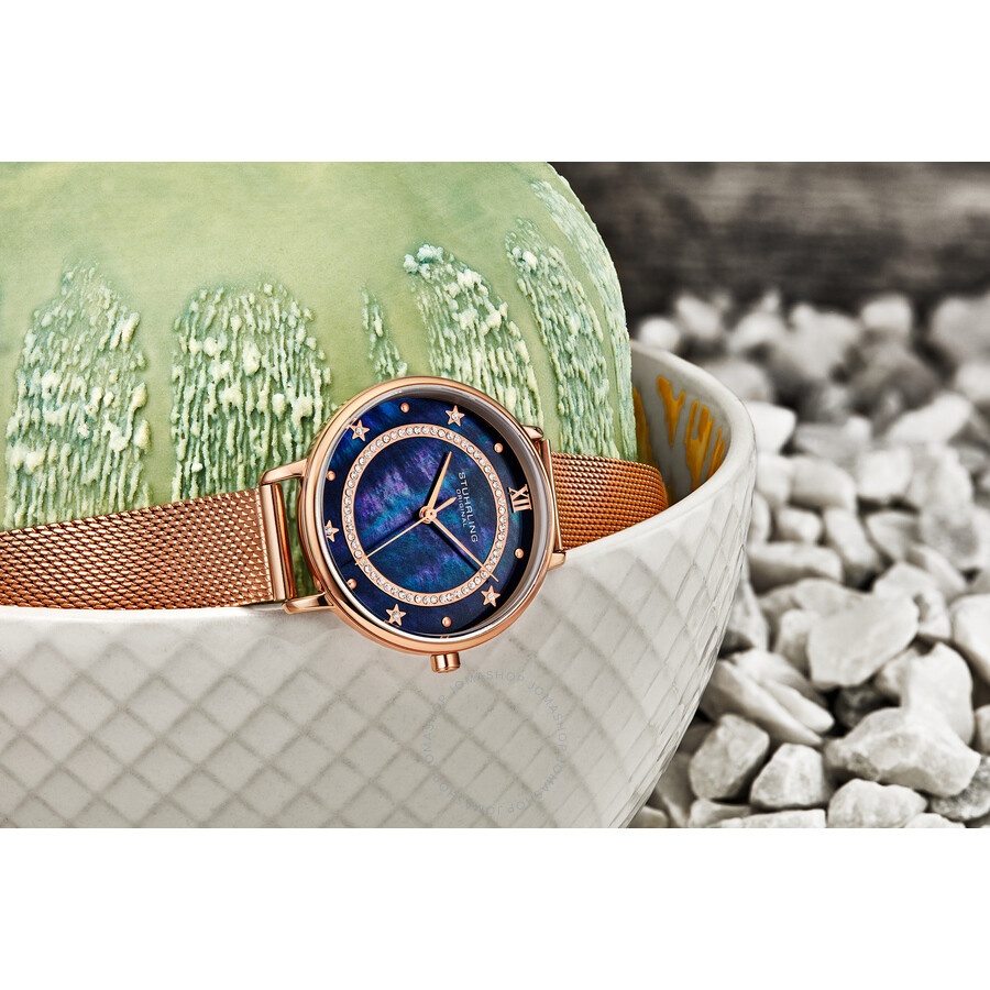 Stuhrling Women\'s Watch M16807 Symphony Quartz Blue Dial Rose Gold Steel… Stuhrling Original Symphony Quartz Blue Dial Ladies Watch  main image 2