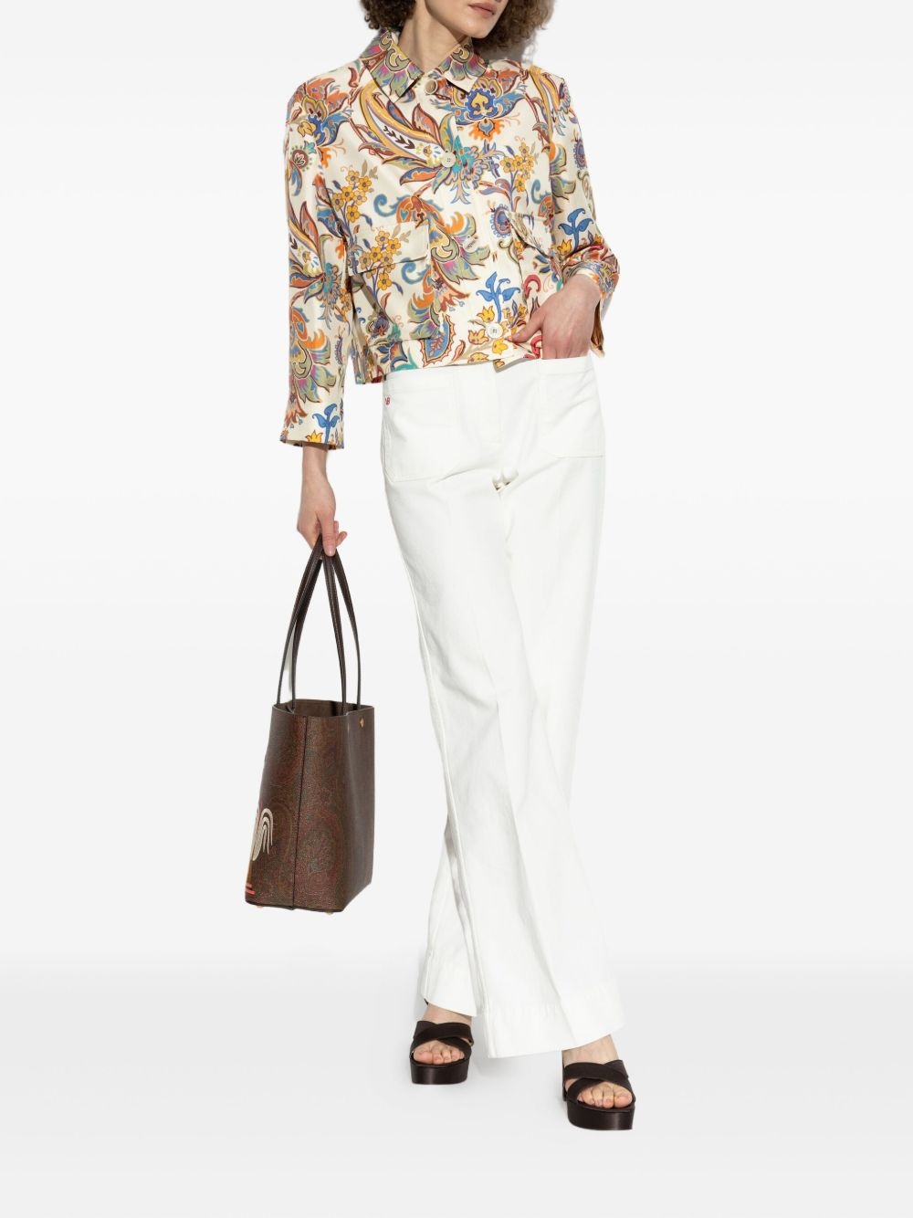 floral-print cropped jacket - 2