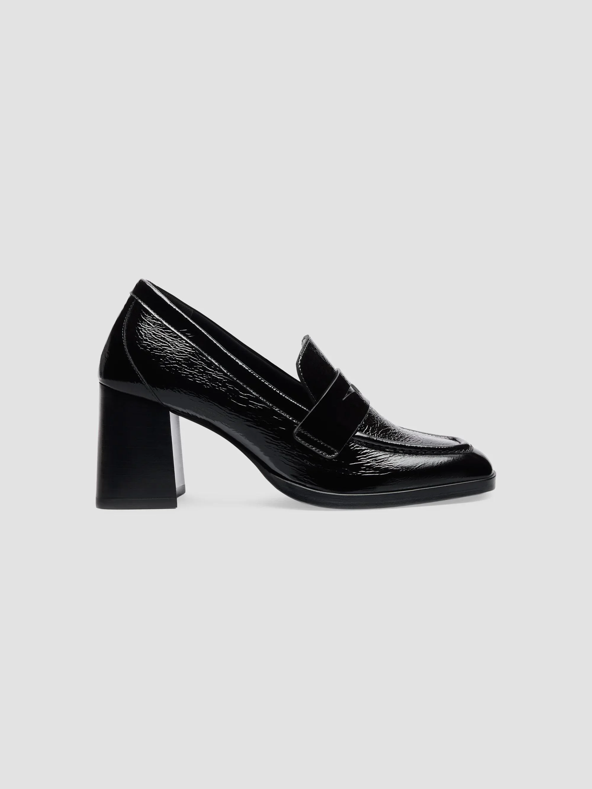 Women's Vera 70MM Crinkled Patent Leather Loafer Pumps - Black - 1