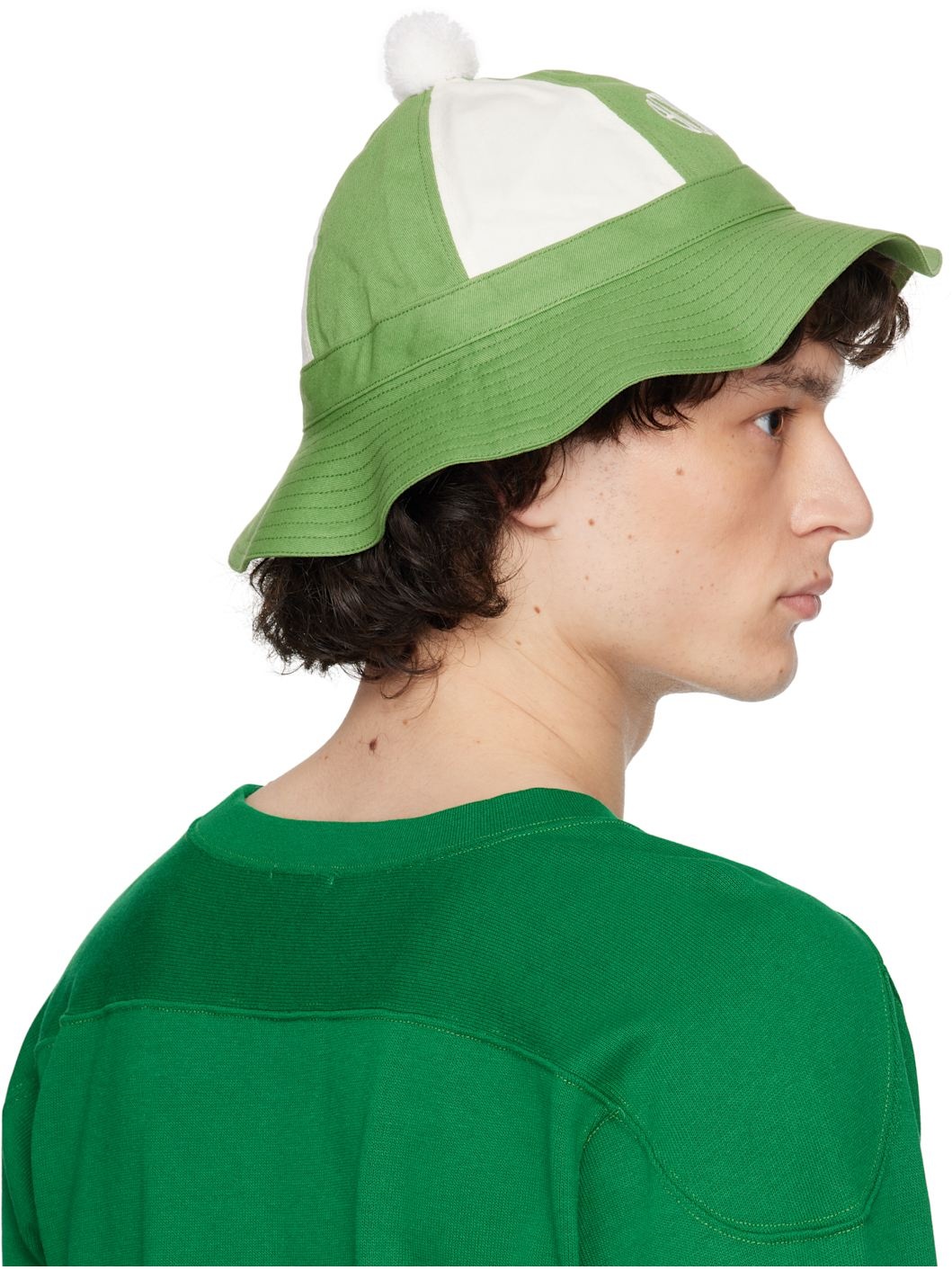 Green & White Paneled Grandfather Bucket Hat - 3