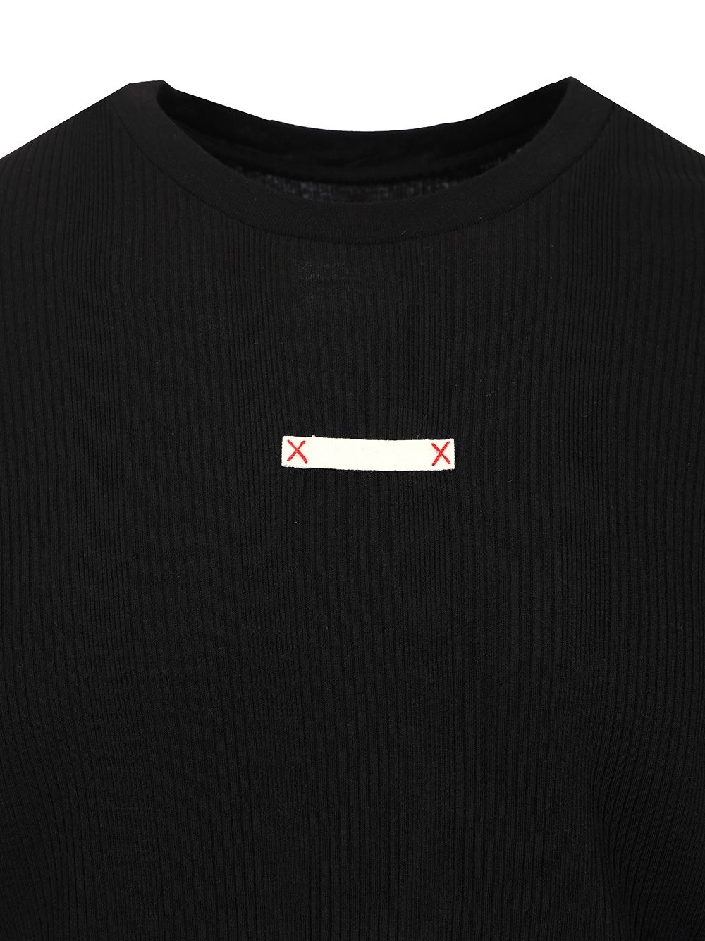 With Ribbed Fabric T-Shirt Black - 3