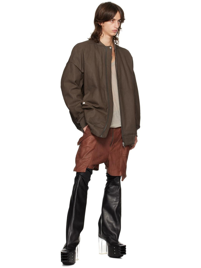 Rick Owens Khaki Porterville Jumbo Peter Flight Denim Bomber Jacket outlook