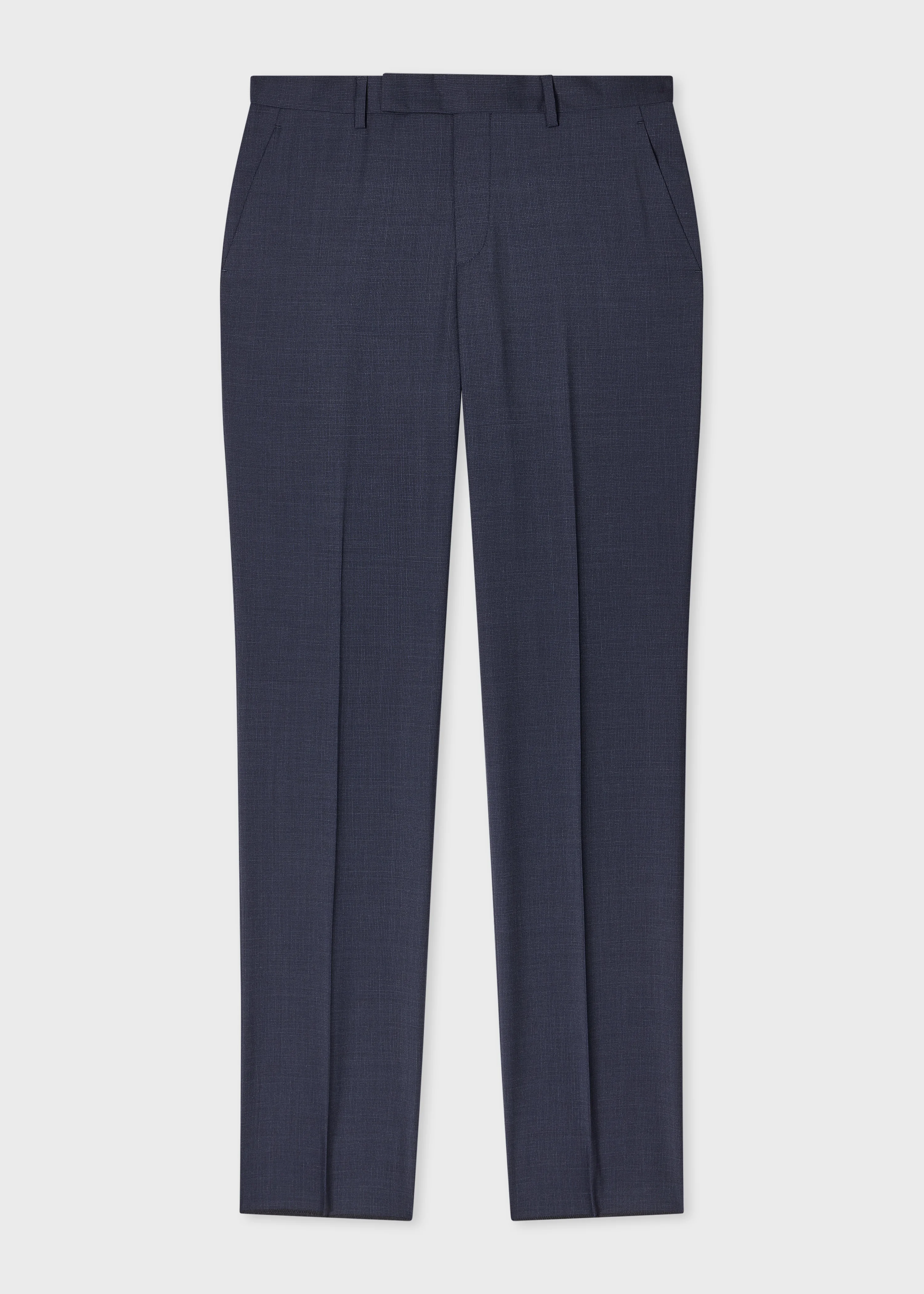 Navy Houndstooth Wool Trousers - 1