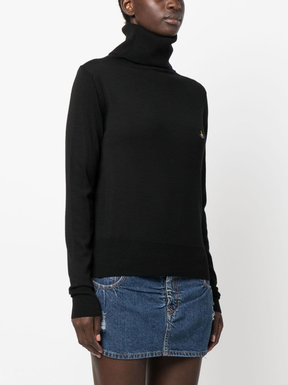 Orb-embroidered  roll neck jumper - 3