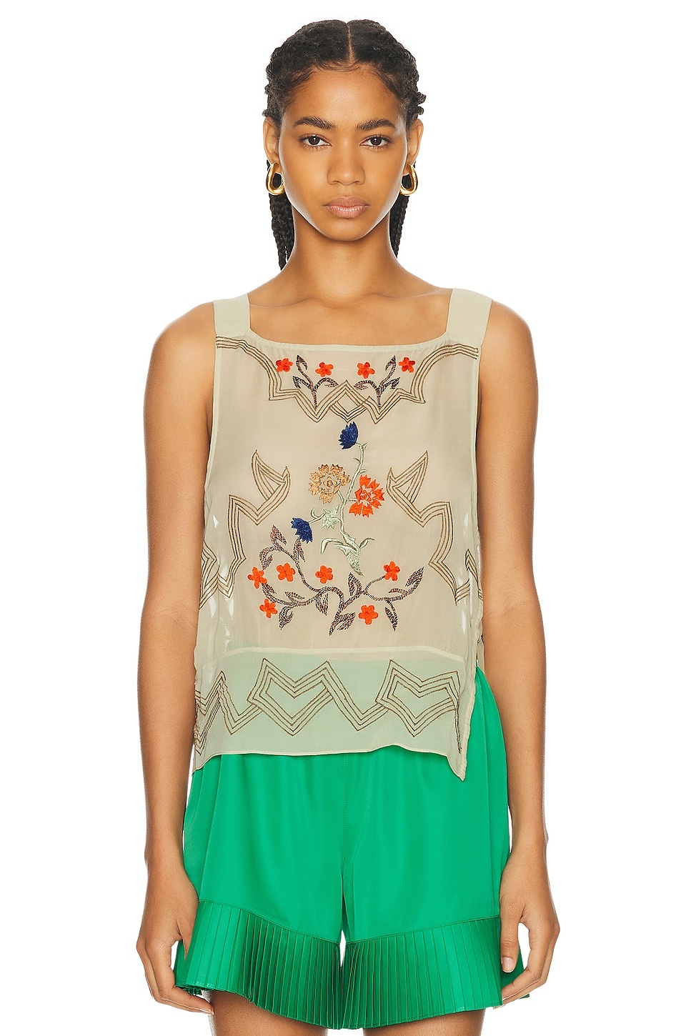 Embroidered Flower Study Top - 1