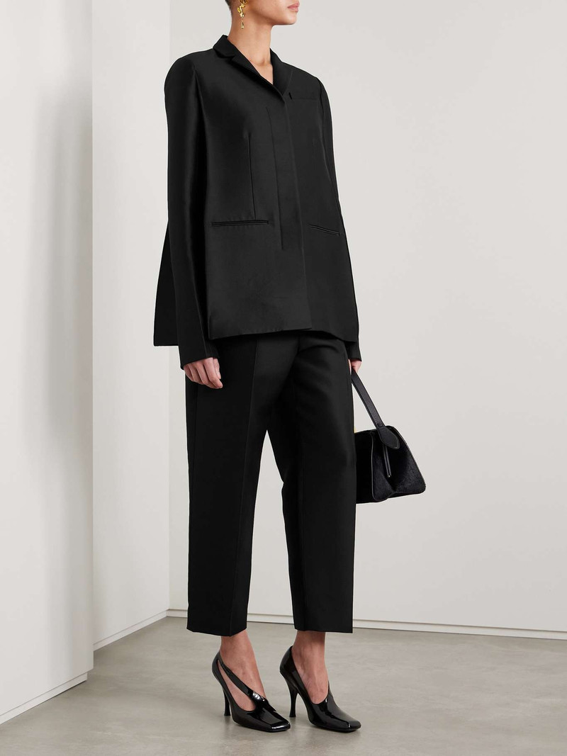 KHAITE Crittan wool and silk-blend faille blazer Black outlook