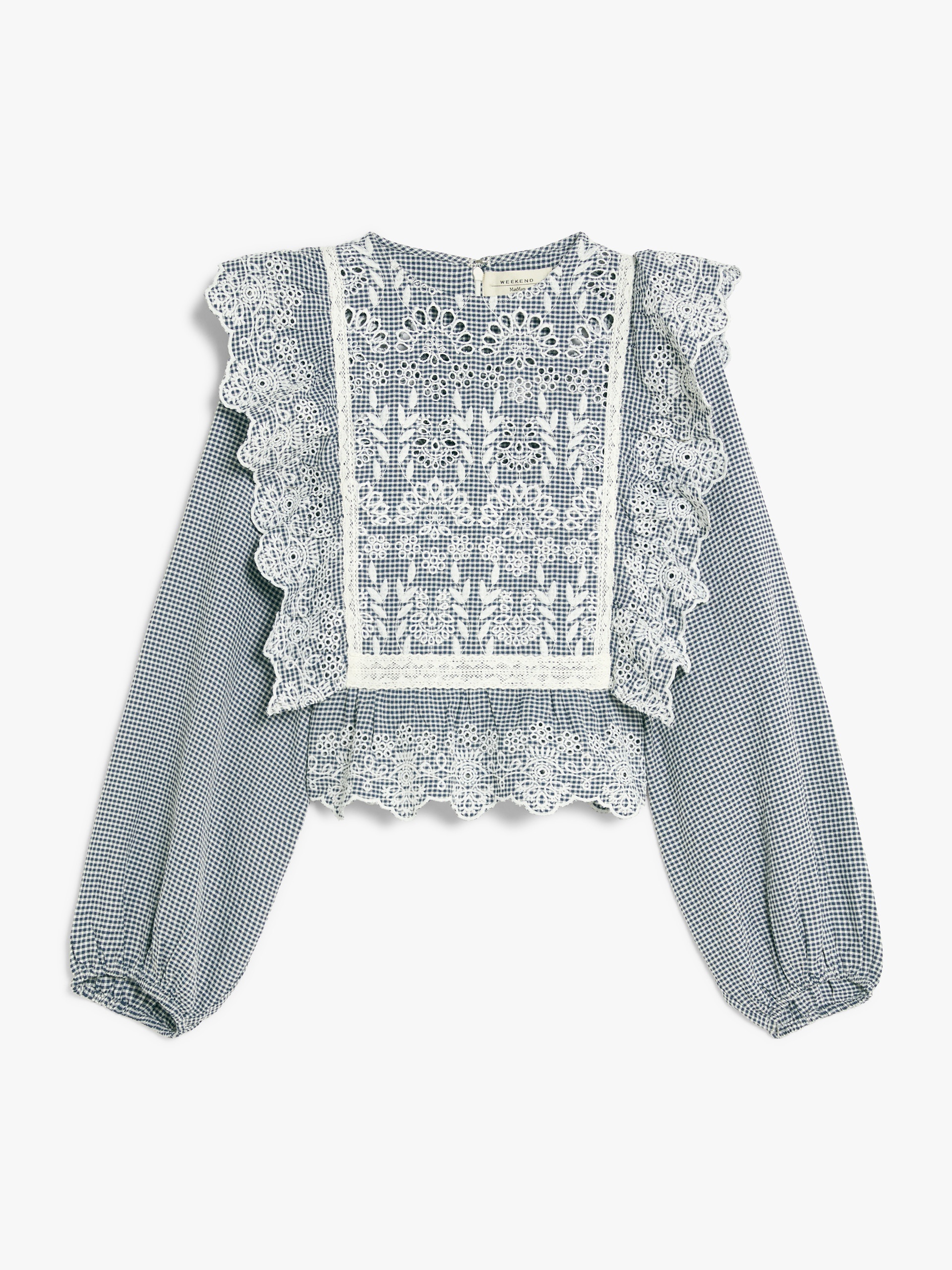 ORAZIO Gingham cotton-canvas blouse with embroidery - 1