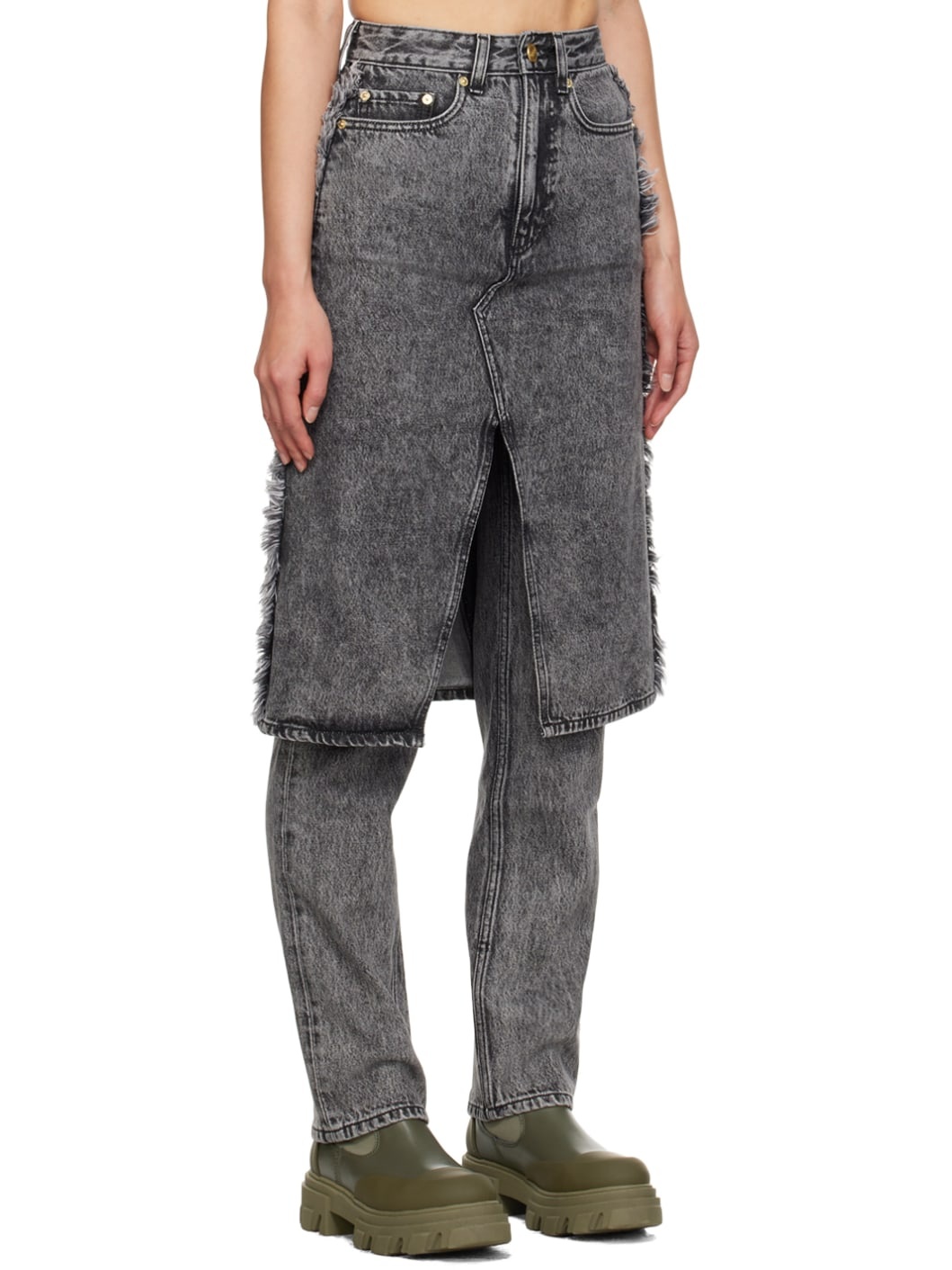 Gray Layered Jeans - 2