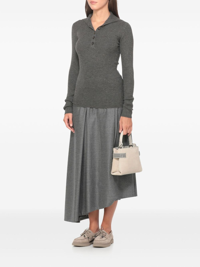 Brunello Cucinelli pin-tuck asymmetrical midi skirt outlook