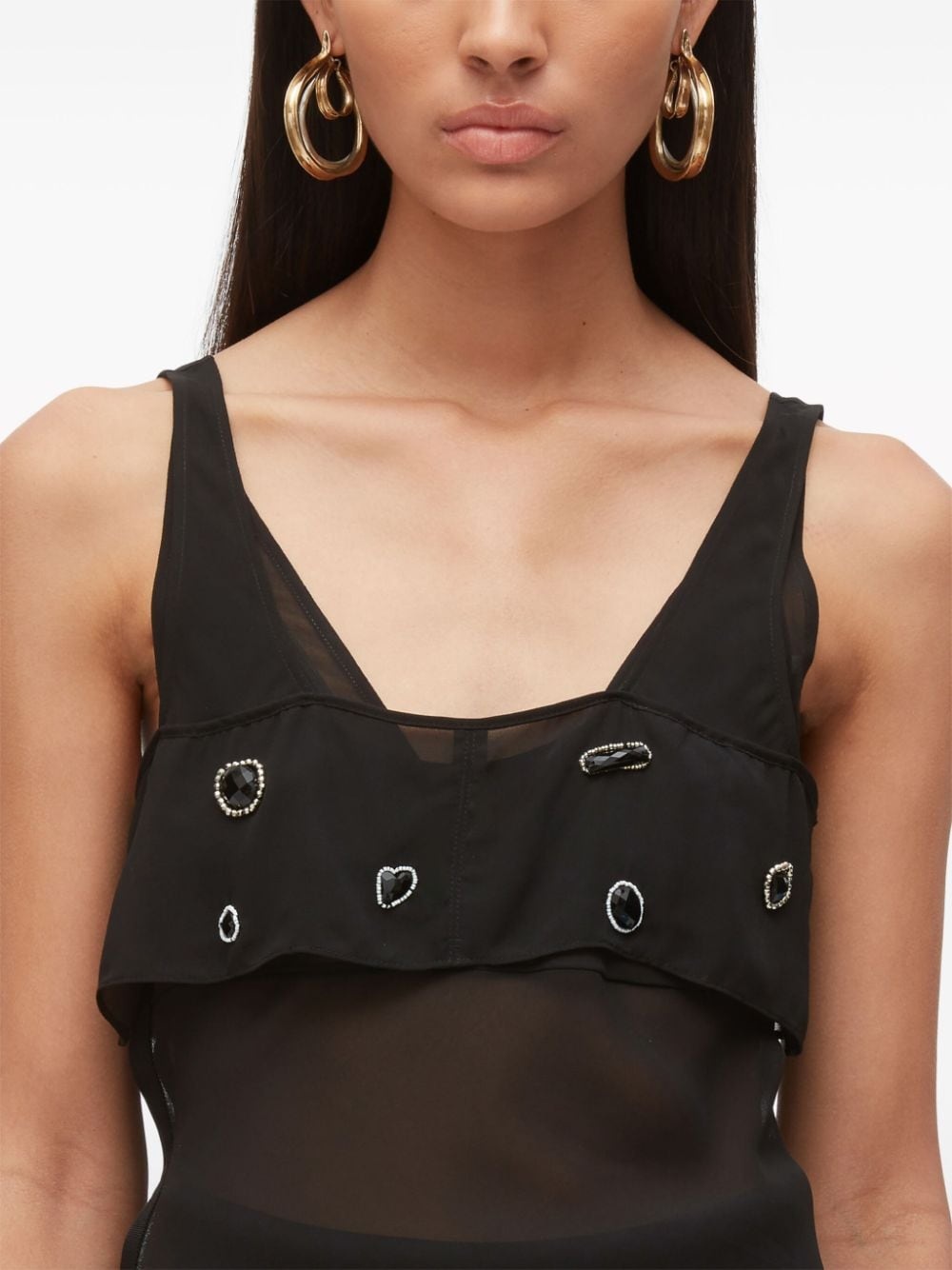 gemstone-embellished silk tank top - 6