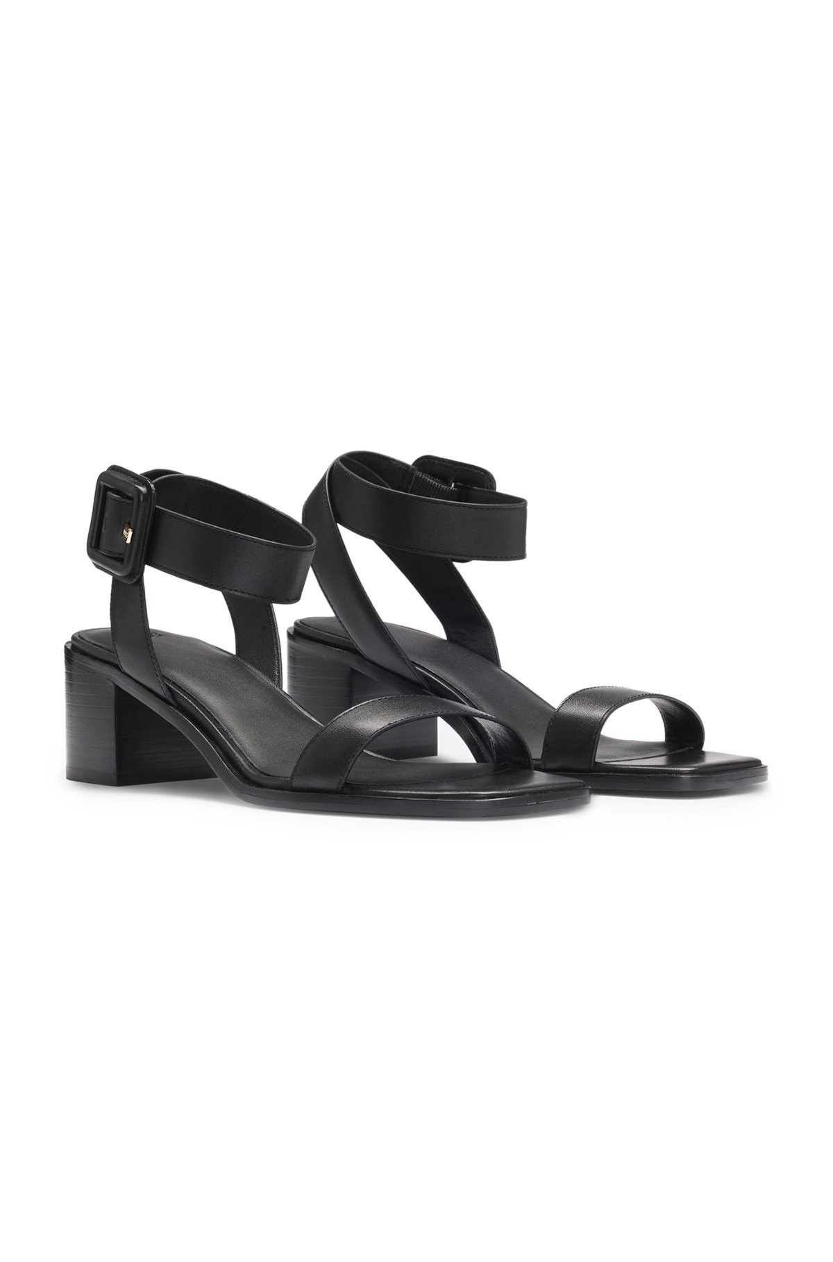 LEATHER SANDALS WITH BLOCK HEEL - 2