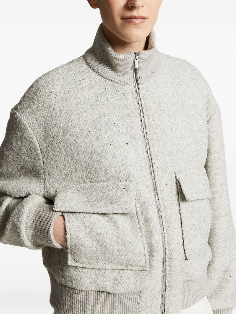 herringbone-pattern bomber jacket 4