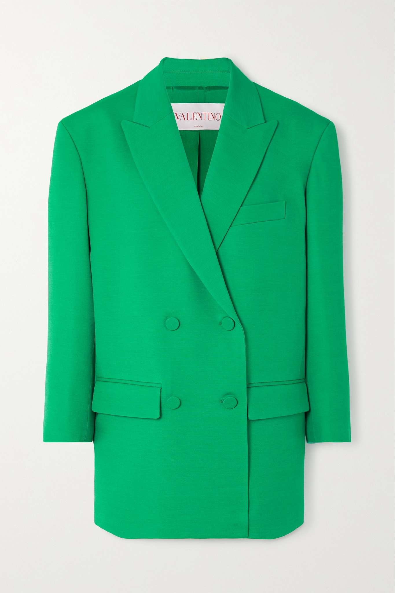 Oversized double-breasted wool and silk-blend crepe blazer - 1