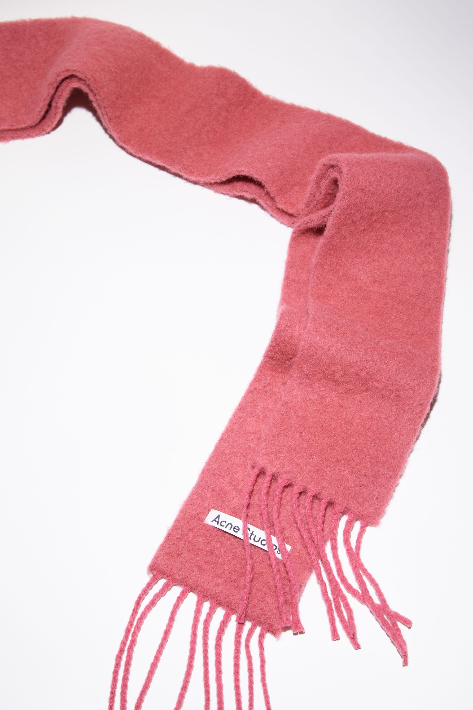 Wool-alpaca fringe scarf - Skinny - Rose pink - 4
